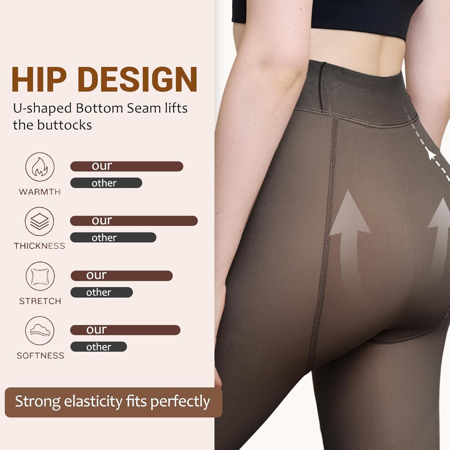 Fleece Lined Tights Sheer Women - Fake Translucent Warm Pantyhose Leggings Sheer Thick Tights for Winter