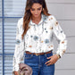 Button down Shirts for Women Dressy Floral Printed Long Sleeve Blouse Business Casual Work Tops