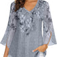 Women'S 3/4 Sleeve Floral Blouses Shirts Double Layers V Neck Dressy Tunics Tops