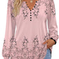 Fall Tops for Women Long Sleeve Button up Shirts Floral Tunics V Neck Pullover Blouse