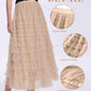 Tulle Maxi Skirts for Women, High Waist A-Line Flowy Elegant Party Wedding Guest Casual Skirt
