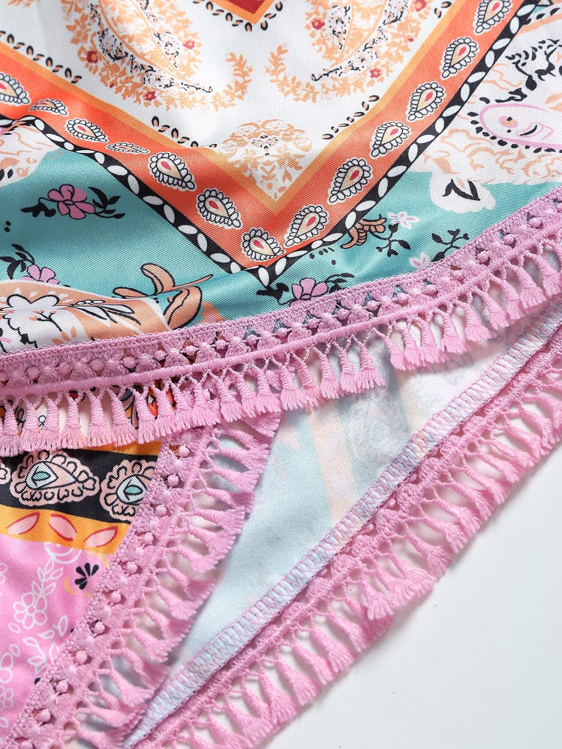 Slit Skirt for Women Boho Print Tie Side Wrap Tassel Casual Beach Mini Skirt