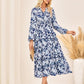 Women Floral Maxi Dress,2025 Fall Long Sleeve Casual Dresses,V Neck Boho Flowy Elegant Dress with Pockets