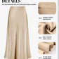 Women'S Satin High Waisted Maxi Skirts Hidden Elasticized Waistband a Line Long Skirt