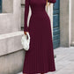 Women Sweater Dress Fall Fashion 2025 Long Sleeve V Neck Ribbed Knit Pleated a Line Elegant Maxi Winter Dresses