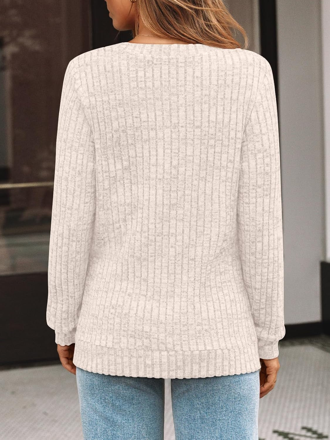 Womens V Neck Long Sleeve Shirt Fall Fashion Tops Tunic Dressy Casual Sweater Clothes Cute Trendy Work Outfits 2025