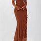 Women'S Maxi Dresses Fall 2025 Long Sleeve Ruched Bodycon Solid Ruffle Mermaid Cocktail Wedding Guest Dress