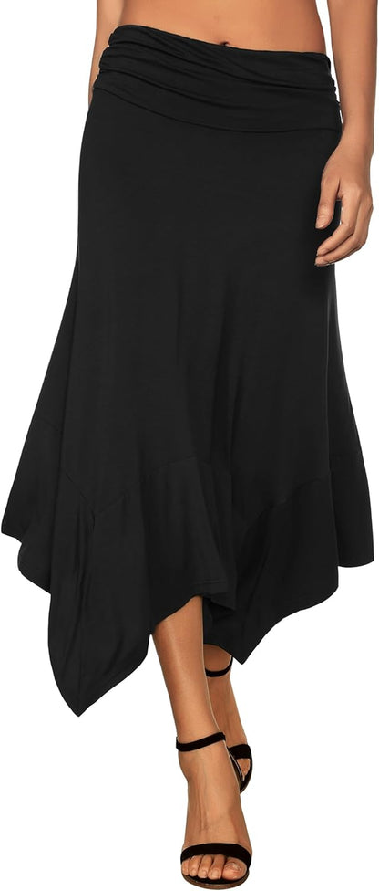 Women'S Flowy Handkerchief Hemline Midi Skirt