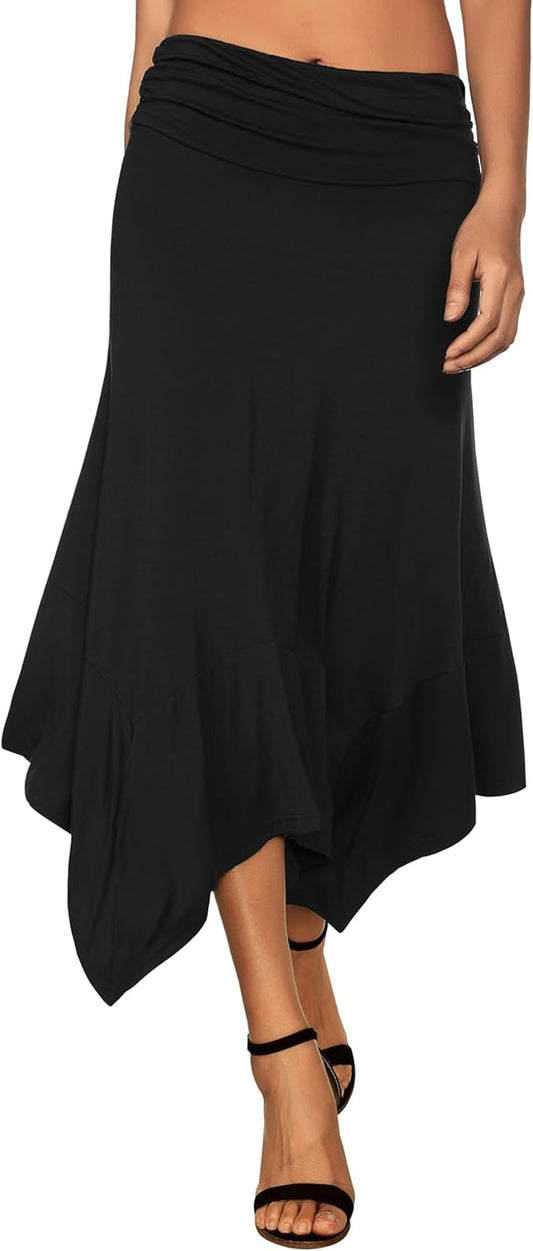 Women'S Flowy Handkerchief Hemline Midi Skirt