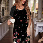 Womens Nightgown Short Sleeve Night Dress Printed Sleepwear Soft Sleep Shirt S-3XL