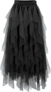 Tulle Skirts for Women a Line Fairy Tiered Skirt Midi Length High Elastic Waist Long Skirt