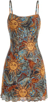 Women'S Vintage 90S Mini Dress Spaghetti Strap Boho Mesh Short Dresses
