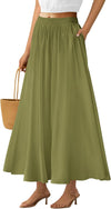 Women'S Maxi Skirts 2025 Summer Trendy Ruffle High Waisted Casual Long Flowy Skirt with Pockets