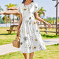 Women Summer Short Sleeve Midi Dress with Pockets Casual Aline Flowy Tshirt Dress Floral Vocation Beach Sundress