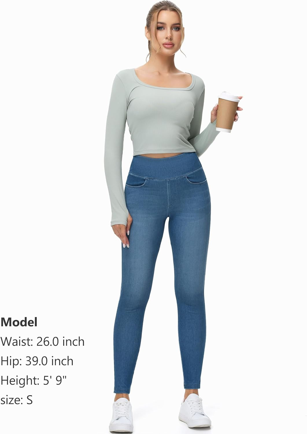 Women'S High Waisted Jeggings Pants Stretchy Tummy Control Skinny Jean Leggings with Pockets