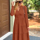 Women'S Long Sleeve Fall Dresses 2025 Fashion V Neck Casual Loose Ruffle Flowy a Line Tiered Midi Dress