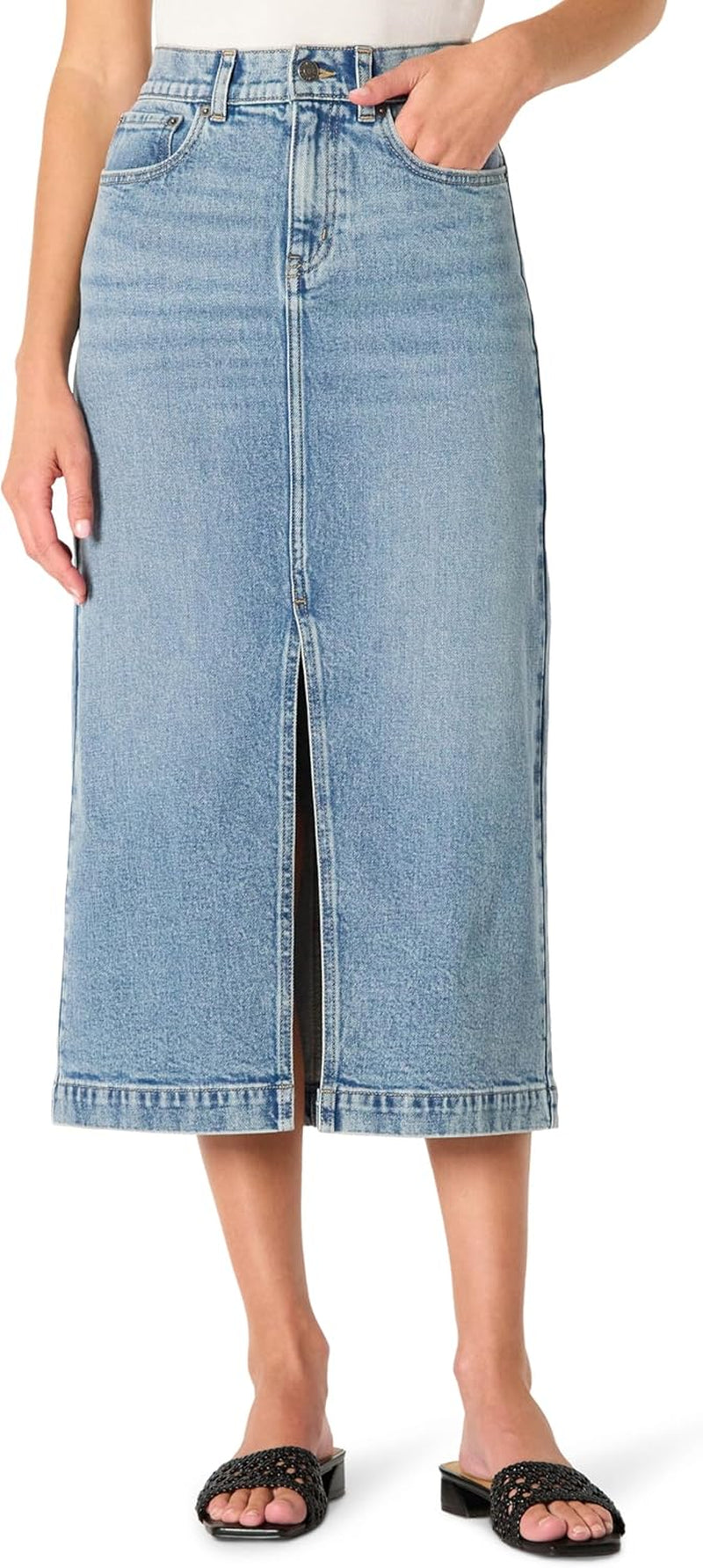 Women'S Low Stretch Regular-Fit High-Rise Long Jean Skirt