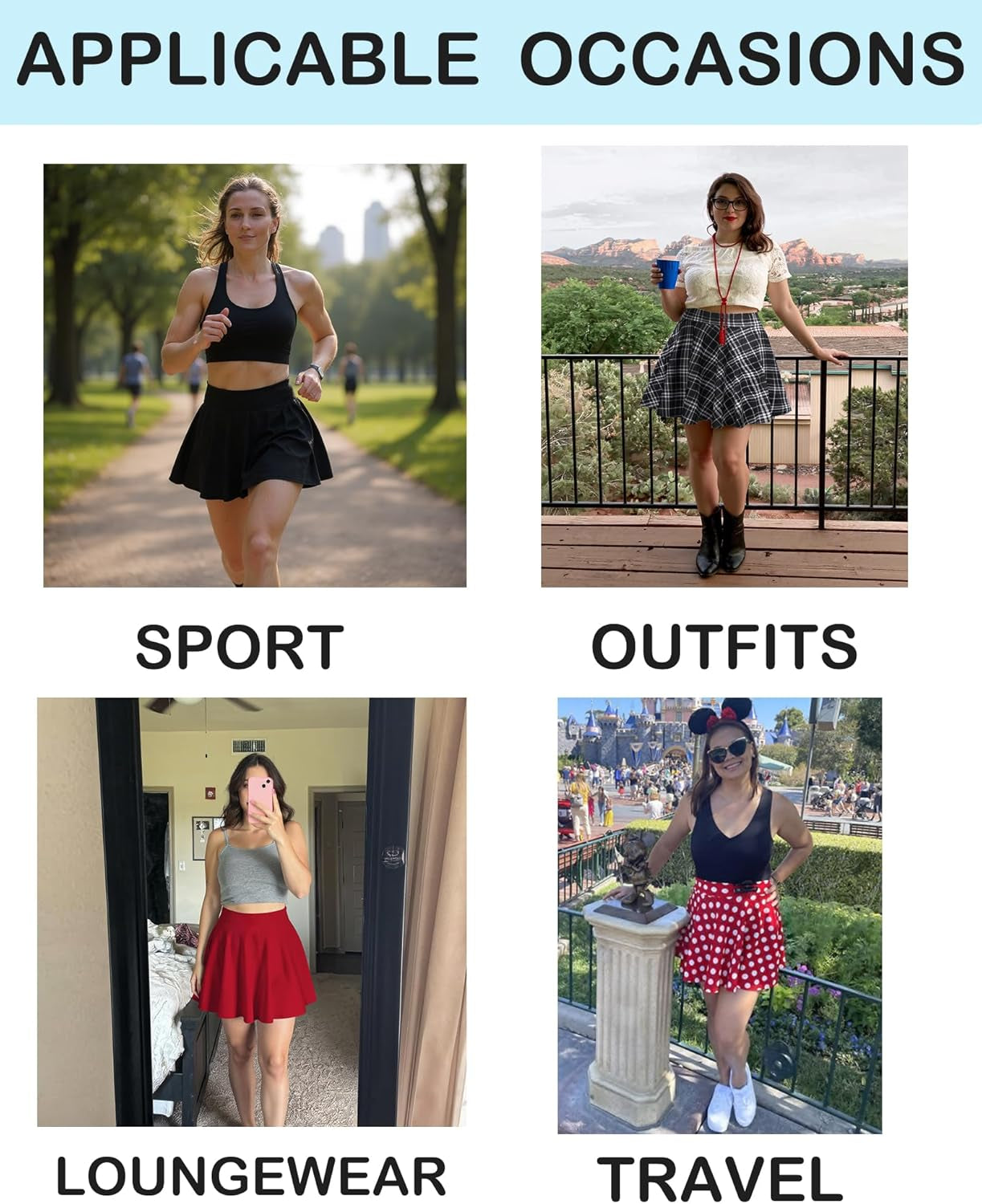 Mini Skirts for Women Basic Skater Pleated Flowy High Waisted Casual Short Skirt