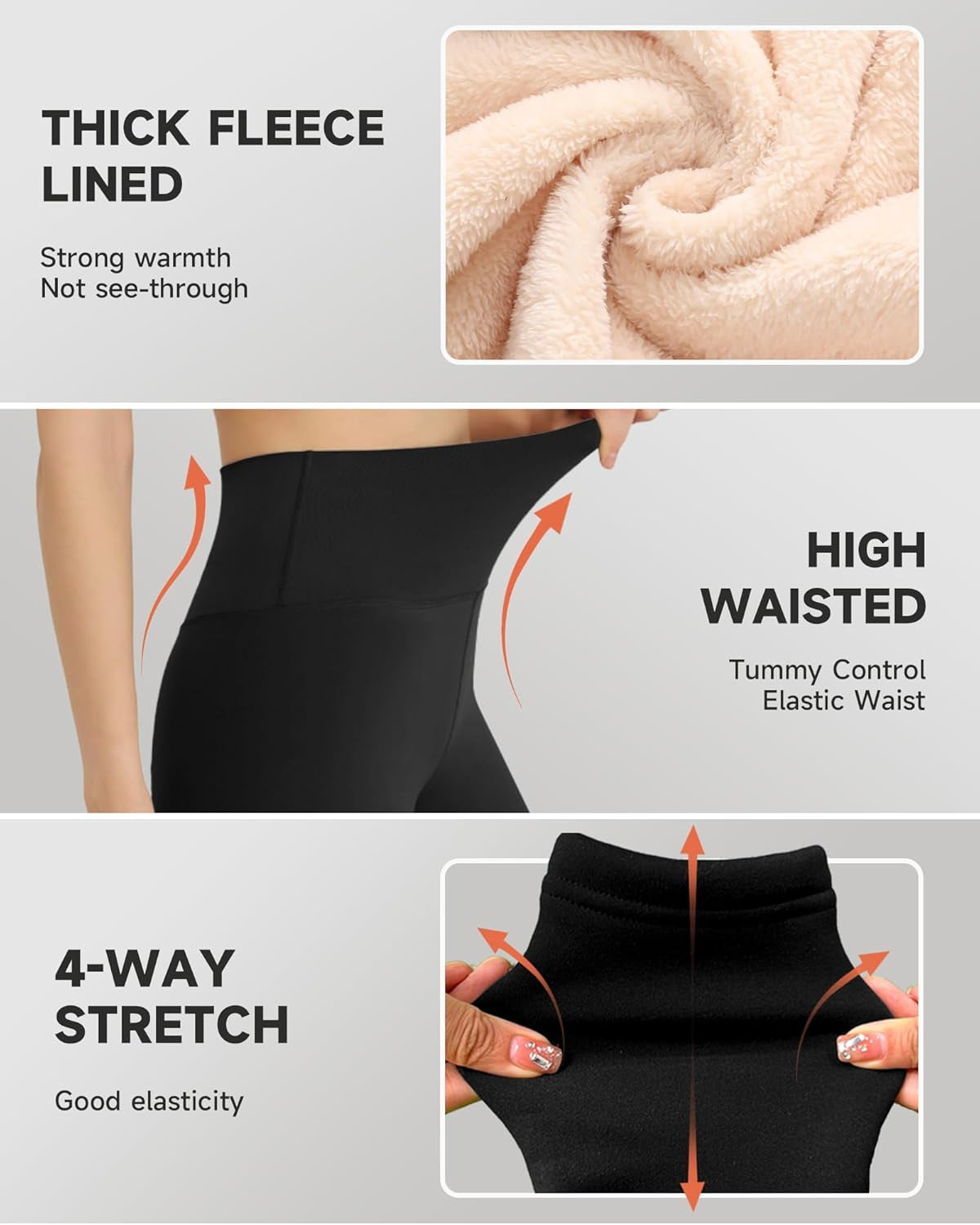 Fleece Lined Leggings for Women – Thick Winter Warm Thermal High Waisted Tummy Control Workout Yoga Pants