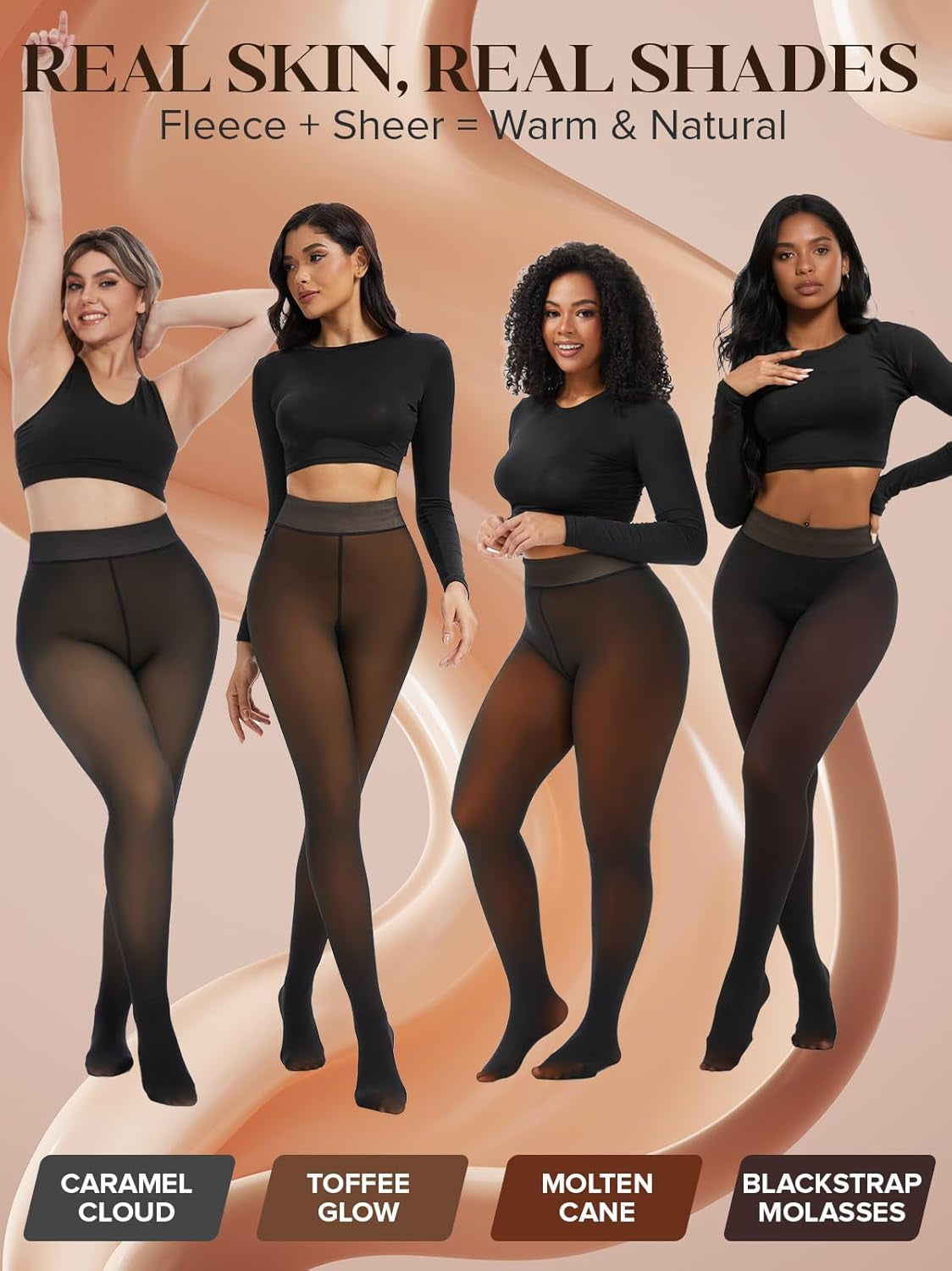 Fleece Lined Tights Leggings Women Black,Fleece Lined Tights Thermal Warm or Winter Skintone Sheer