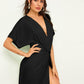 Women'S Deep V Neck Twisted Plunging High Slit Mini Party Dress