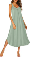 Sleeveless Nightgowns for Women Long Night Gown Pleated Full Length Sleepwear Tank Sleep Dress Slit Dress S-2XL