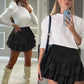 Womens High Waist Ruffle Flowy Mini Skirts Casual Boho Layered Pleated Beach Short Skirt