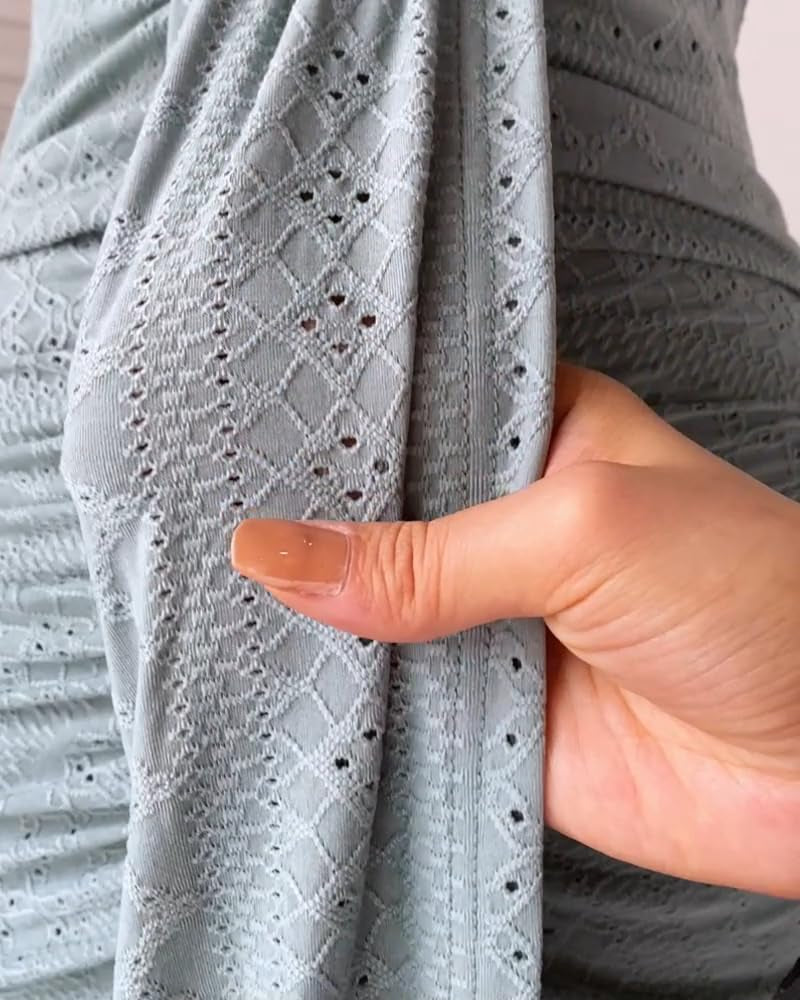 Womens Summer Halter Dress Hollow Out a Line Vacation Dresses with Eyelet Embroidery & Side Slit