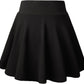 Women'S Basic Versatile Casual Stretchy Flared Pleated Mini Skater Skirt with Shorts