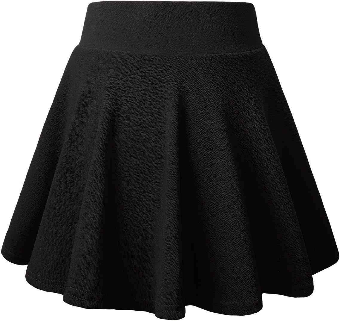 Women'S Basic Versatile Casual Stretchy Flared Pleated Mini Skater Skirt with Shorts