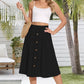 Women'S Flowy Midi Skirt Summer Pleated High Waisted Casual Button Front Skirts with Pockets
