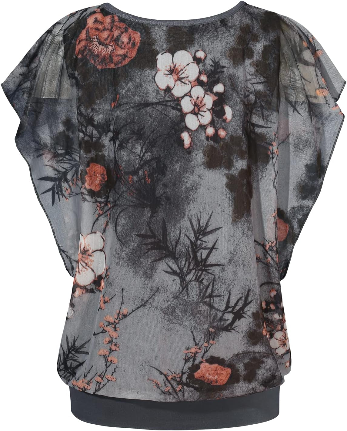 Womens Summer Tops Flutter Short Sleeve Pleated Front Mesh Shirts Dressy Casual Blouses