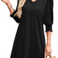 Women'S Summer Dresses 3/4 Puff Sleeve Casual Sundress Dress with Pockets Beach Vacation 2025 Fashion