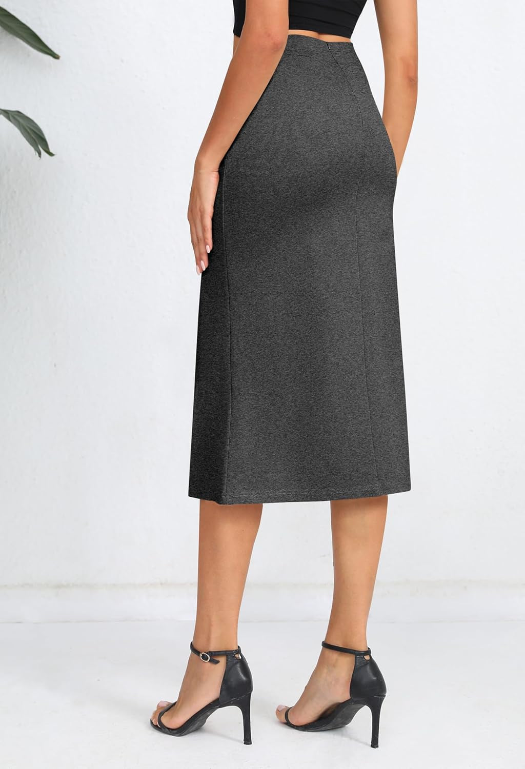 Women'S Stretch Office Fishtail Pencil Skirt High Waist Bodycon Midi Skirt with Slit