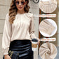 Womens Dressy Business Casual Blouse Pleated Long Sleeve Tops Satin Silk Work Shirt Fall Outfits 2025