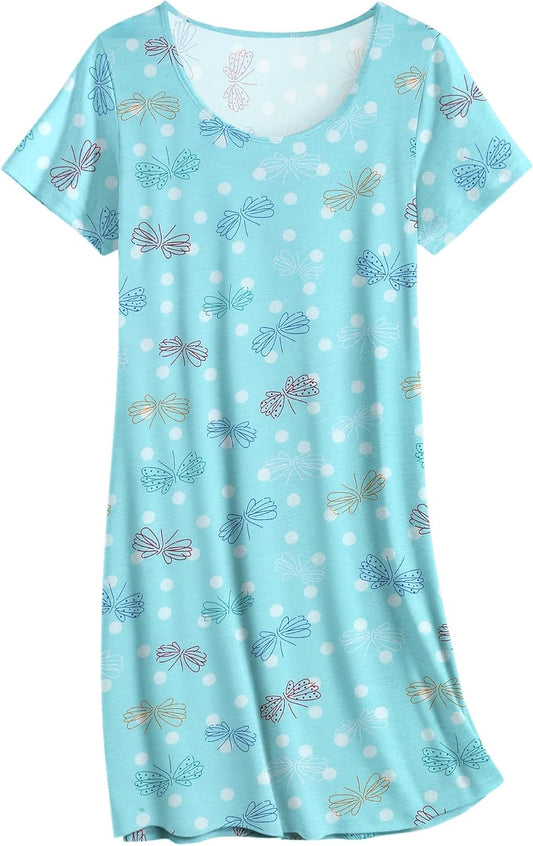 Nightgowns for Women Cotton Sleepshirts Short Sleeve Nightshirt Tshirt Night Gown Casual Sleepdress Comfy Nightdress