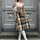 Plaid Skirts for Women Midi Length High Waisted Button down a Line Fall Winter Elastic Waist Skirt with Pockets