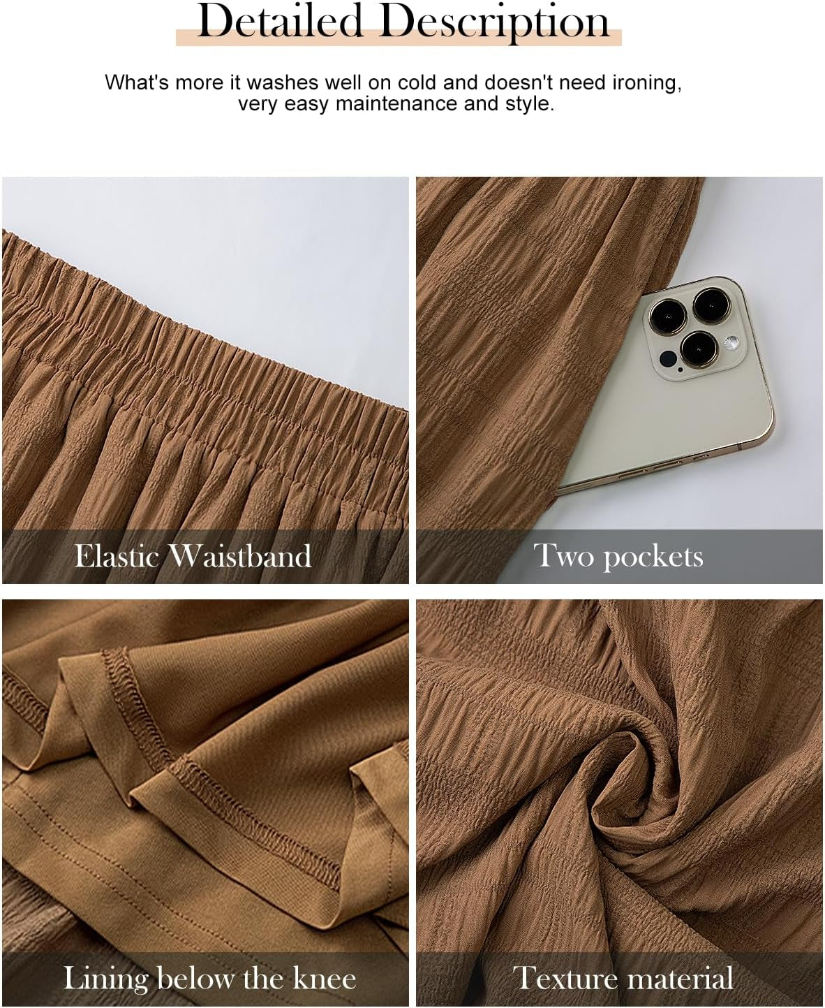 Women'S Summer Casual Elegant Smock Layered Tiered Maxi Skirt High Waisted a Line Flowy Long Skirts with Pockets