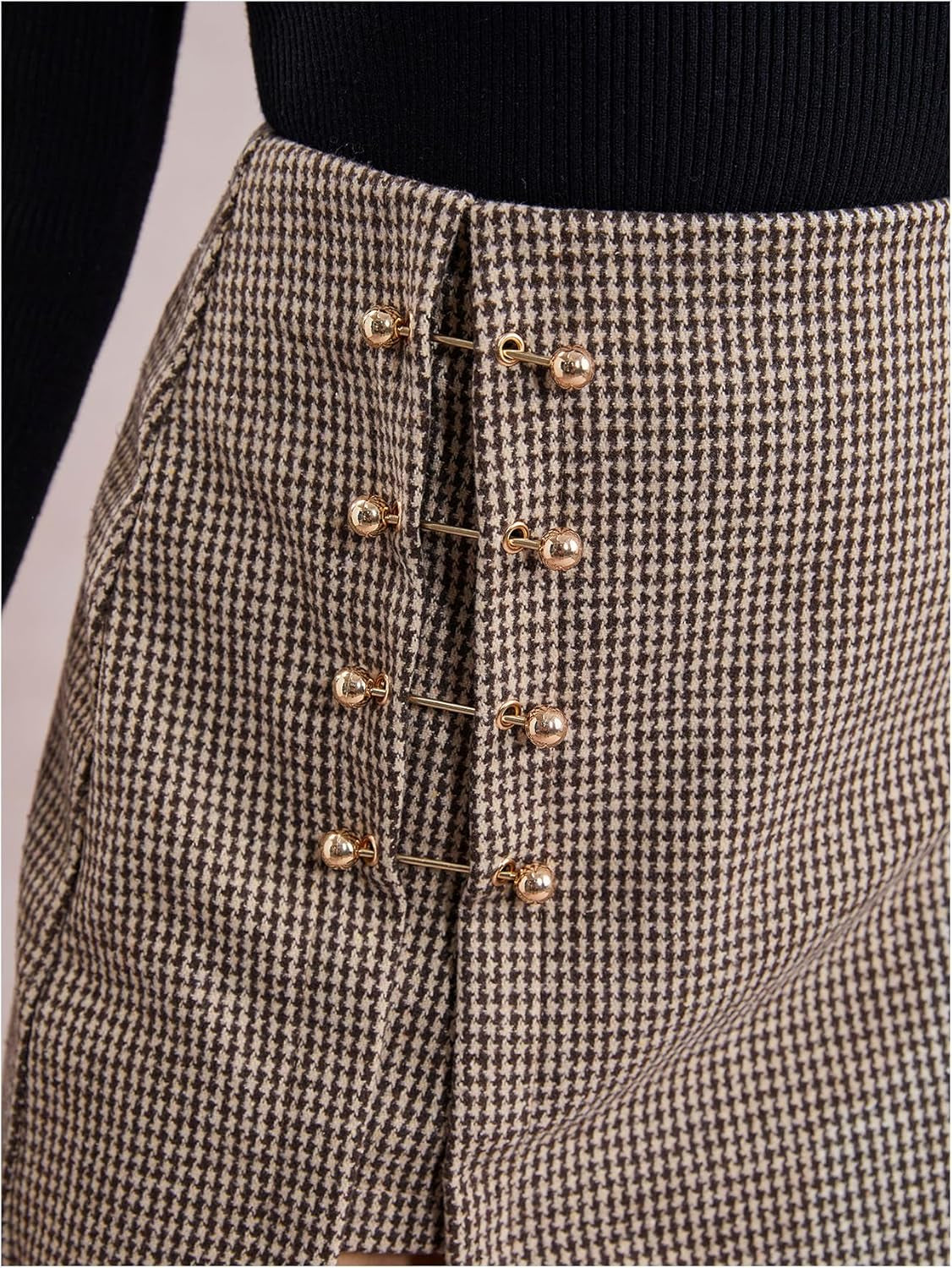 Women'S Side Slit Metallic Trim High Waisted Faux Leather Short Skirts