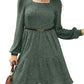 Womens Square Neck Long Sleeve Fall Dresses Casual Babydoll Sweater Dress