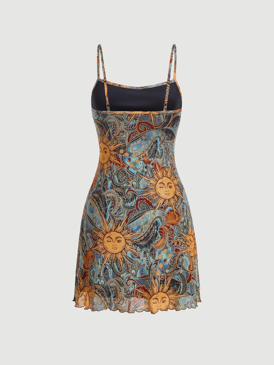 Women'S Vintage 90S Mini Dress Spaghetti Strap Boho Mesh Short Dresses