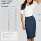 Womens Stretch Pencil Skirts with Functional Pockets, a Line & Destructed Mini Denim Skirts