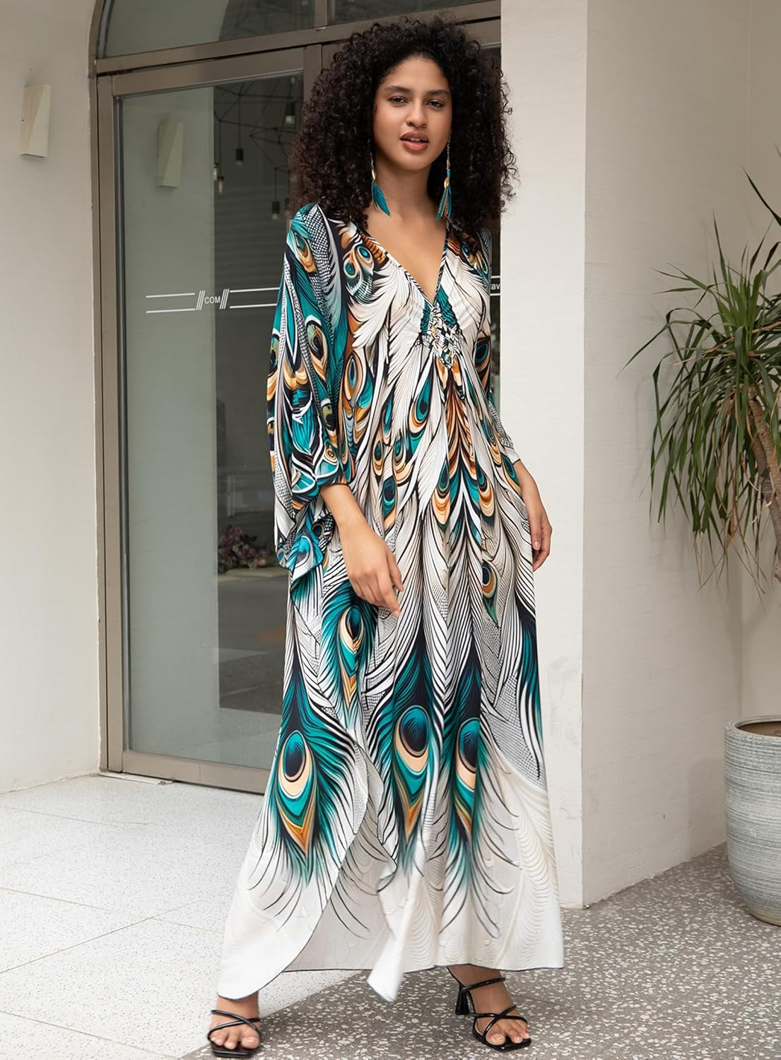 Kaftan Dress for Women,2025 plus Size Hawaiian Batwing Sleeve Beach Cover up Summer Swimsuit Dresses