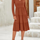 Women'S Long Sleeve Fall Dresses 2025 Fashion V Neck Casual Loose Ruffle Flowy a Line Tiered Midi Dress