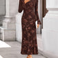 Women'S 2025 Bell Long Sleeve Floral Maxi Dress Fall Fashion Bodycon Mesh Wedding Guest Cocktail Party Dresses