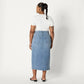 Women'S Low Stretch Regular-Fit High-Rise Long Jean Skirt