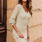 Fall Wedding Guest Dresses for Women 2025 Trendy V Neck Knit a Line Long Sleeve Dress Sweater Dress
