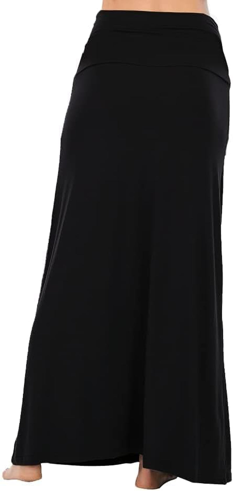 Maxi Skirt for Women- Comfy Foldover High Waist Long Flare A-Line Skirt Maxi Dress XS-3X Made in USA