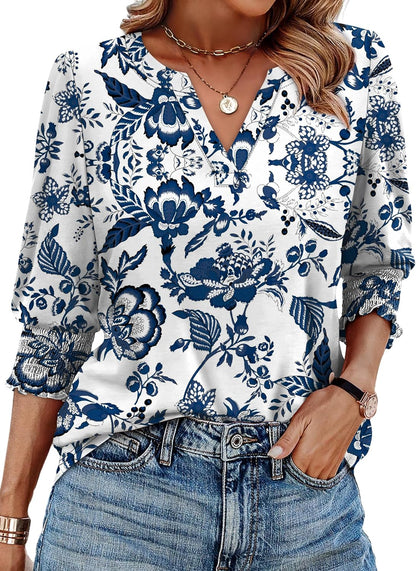 Blouses for Women Dressy Casual 3/4 Length Sleeve Womens Tops Trendy Summer Fall Shirts S-3XL