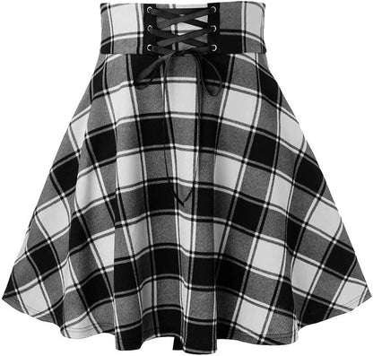 Gothic Plaid Mini Skirts for Women Short High Waist Plaid Skirts
